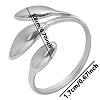 Vintage 304 Stainless Steel Three-Leaf Open Cuff Ring for Women LW4764-1-1