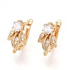 Brass Micro Pave Cubic Zirconia Hoop Earring Finding KK-N261-34G-1