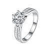 Rhodium Plated 925 Sterling Silver Pave 5.2x3.1mm Moissanite Finger Rings for Women WGFFDD0-59-5