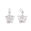 Brass Micro Pave Clear Cubic Zirconia Charms ZIRC-I036-03P-1