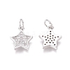 Brass Micro Pave Clear Cubic Zirconia Charms ZIRC-I036-03P-1