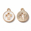 Light Gold Plated Alloy Enamel Pendants LS-ENAM-R136-18A-3