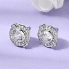 Brass Micro Pave Cubic Zirconia Stud Earrings EJEW-G471-05P-5