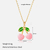 304 Stainless Steel Enamel Cherry Pendant Necklaces for Women WGA375D-03-2