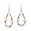 Baking Paint Glass Seed & Synthetic Turquoise Dangle Earrings for Women EJEW-JE07402-3