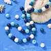 160 Pcs 4 Colors Summer Ocean Marine Style Painted Natural Wood Round Beads X1-WOOD-LS0001-01F-5