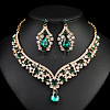 Teardrop Alloy Rhinestone Pendant Necklaces & Stud Dangle Earrings Sets FS-WGBD9B5-03-1