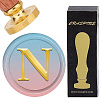 Brass Wax Seal Stamp with Wood Handle AJEW-WH0412-0309-1