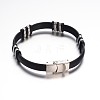 Jewelry Black Color PU Leather Cord Bracelets BJEW-G467-16-2