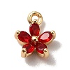 Brass Cubic Zirconia Flower Charms KK-O141-01G-07-1