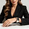 Alloy Jet Rhinestone Textured Open Cuff Bangles for Women WG6C64A-02-2