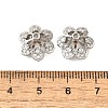 6-Petal Flower Brass Micro Pave Clear Cubic Zirconia Bead Caps KK-V008-32P-3