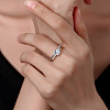 Rhodium Plated 925 Sterling Silver Micro Pave Moissanite Finger Rings for Women WGD6E9D-01-3