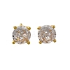 Flat Round Brass Micro Pave Clear Cubic Zirconia Stud Earrings EJEW-R018-08G-4