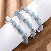 Natural Aquamarine Chip Beaded Stretch Bracelets for Women Men BJEW-K277-01-1