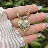 Religion Brass Heart with Saint Benedict Cross Pendant Necklaces for Women WG01AF5-07-1