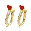 Brass Micro Pave Clear Cubic Zirconia Hoop Earring Findings EJEW-C185-01G-01-1