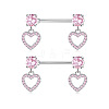 304 Stainless Steel Pink Cubic Zirconia Nipple Rings WGE5BE3-04-1