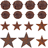 50Pcs 5 Styles Rust Iron Bell with Star Pendants IFIN-CN0001-02-1