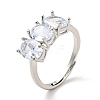 Clear Cubic Zirconia Oval Adjustable Ring RJEW-I087-13-2
