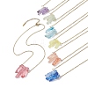7Pcs 7 Color Dyed Natural Crackle Quartz Crystal Irregular Bullet Pendant Necklaces Set NJEW-JN04630-1