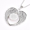 Zinc Alloy Angel Wing Heart Pendant Necklaces NJEW-G328-A04-4