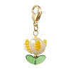 Flower Glass Seed Beaded Pendant Decorations HJEW-MZ00163-03-1