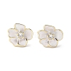 Camellia Brass Enamel Stud Earring Findings X-EJEW-V002-01G-1