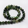 Faceted Round Natural Moss Agate Bead Strands G-L437-24-8mm-2