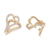 Clear Cubic Zirconia Heart Hoop Earrings EJEW-L292-003G-2