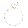 Dyed Disc Natural Shell & 304 Stainless Steel Link Chain Anklets AJEW-AN00728-3