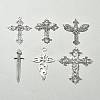 6Pcs 6 Styles Tibetan Style Alloy Cross Pendants FIND-FS0002-57-10