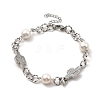 CCB Pearl Beads & 304 Stainless Steel Link Bracelet for Women BJEW-C025-01P-2