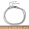 304 Stainless Steel Flat Snake Chain & Box Chain Double Layer Anklets for Women AJEW-F069-02P-3