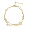 Brass Micro Pave Clear Cubic Zirconia Bowknot Link 2-Strand Bracelets KK-CBA6980-19G-4