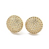 Round Brass Pave Clear Cubic Zirconia Stud Earrings EJEW-M258-65G-1