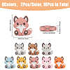 CHGCRAFT 16Pcs 8 Colors Fox Food Grade Eco-Friendly Silicone Beads SIL-CA0003-08-2