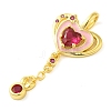 Heart Real 18K Gold Plated Rack Plating Brass Micro Pave Cubic Zirconia Pendants KK-S396-09C-2