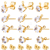 Brass Micro Pave Cubic Zirconia Stud Earring Findings KK-BBC0022-24-7