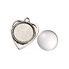 18x4mm Transparent Clear Glass Cabochons and Antique Silver Alloy Heart Pendant Cabochon Settings DIY-X0183-AS-3
