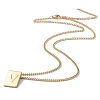 Titanium Steel Initial Letter Rectangle Pendant Necklace for Men Women NJEW-E090-01G-22-2