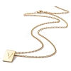 Stainless Steel Initial Letter Rectangle Pendant Necklace for Men Women NJEW-E090-01G-22-2