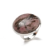 Natural Rhodonite Round Adjustable Rings RJEW-K371-09S-30-2