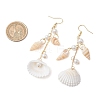 304 Stainless Steel Shell Shape Dangle Earrings EJEW-JE06382-02-3