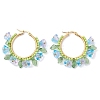 Glass Flower Hoop Earrings EJEW-TA00589-3