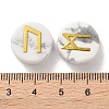 Brass Elder Futhark Alphabet Engraved Symbol Flat Round Natural Howlite Rune Stones G-I373-01F-3