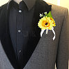 CRASPIRE 2Pcs Artificial Silk Sunflower Boutonniere Brooch JEWB-CP0001-01-5