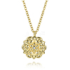 Elegant Brass Clear Cubic Zirconia Flower Pendant Cable Chain Necklaces for Women EP9380-4