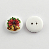 2-Hole Bell Printed Wooden Buttons BUTT-R032-053-2