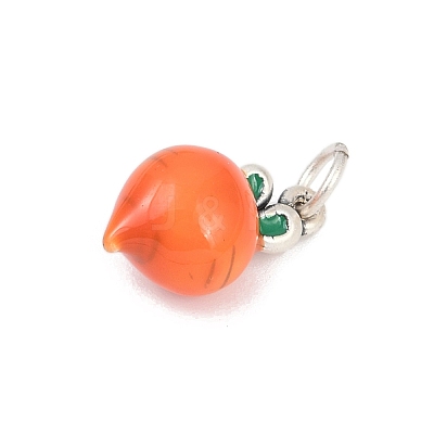 Fine Silver Dark Orange Enamel Fruit Pendants STER-F060-01AS-01-1